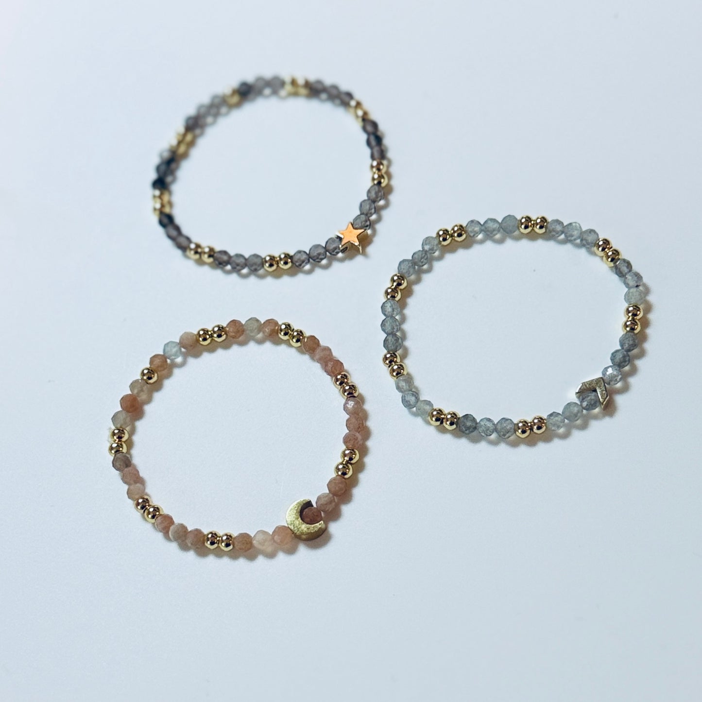 Sun Moon Rising Sign Bracelet Stack, with Personalized Alchemy Card, Custom Astrology Jewelry Set, Birth Chart Bracelet, Star Sign Crystal Bracelets, Personalized Gift, Zodiac Bracelet