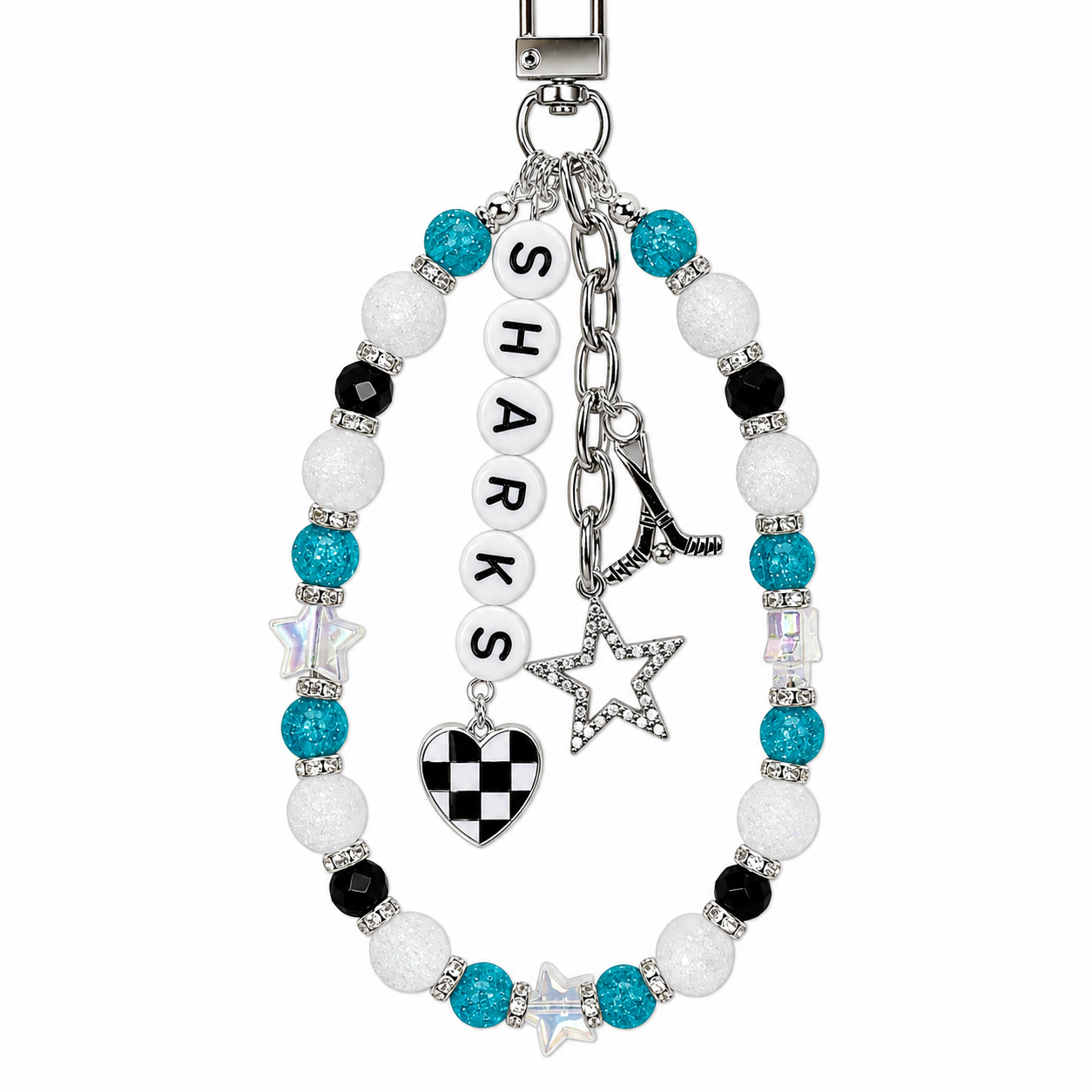 Hockey Team Bag Charm – Oilers, Stars, Hurricanes, Blues, Custom Sports Charms, Hockey Keychain