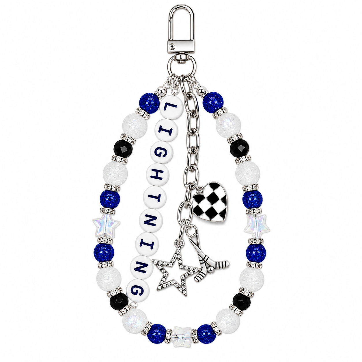 Hockey Team Bag Charm – Oilers, Stars, Hurricanes, Blues, Custom Sports Charms, Hockey Keychain