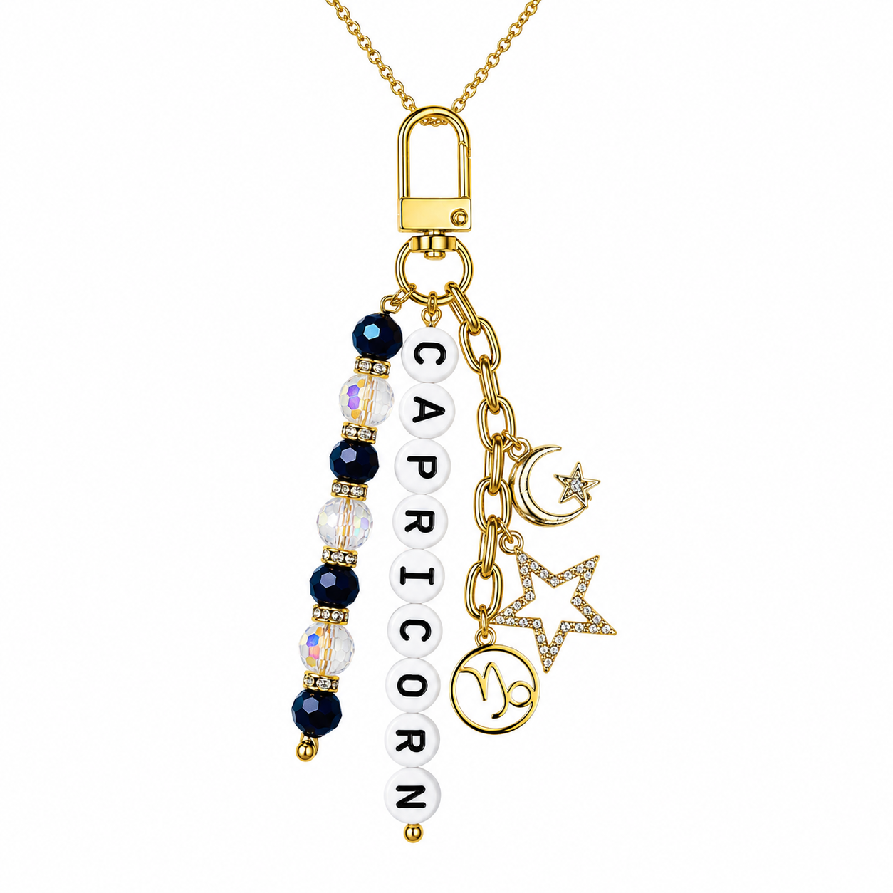 Zodiac Bag Charm: Horoscope Keychain with Gold or Silver Charms
