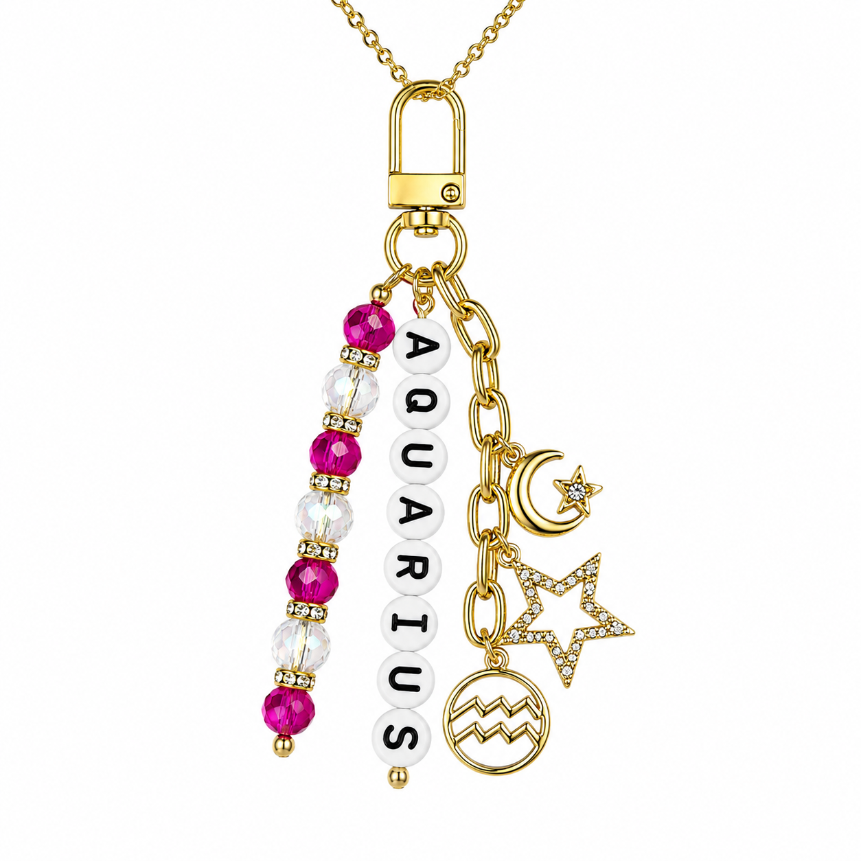 Zodiac Bag Charm: Horoscope Keychain with Gold or Silver Charms