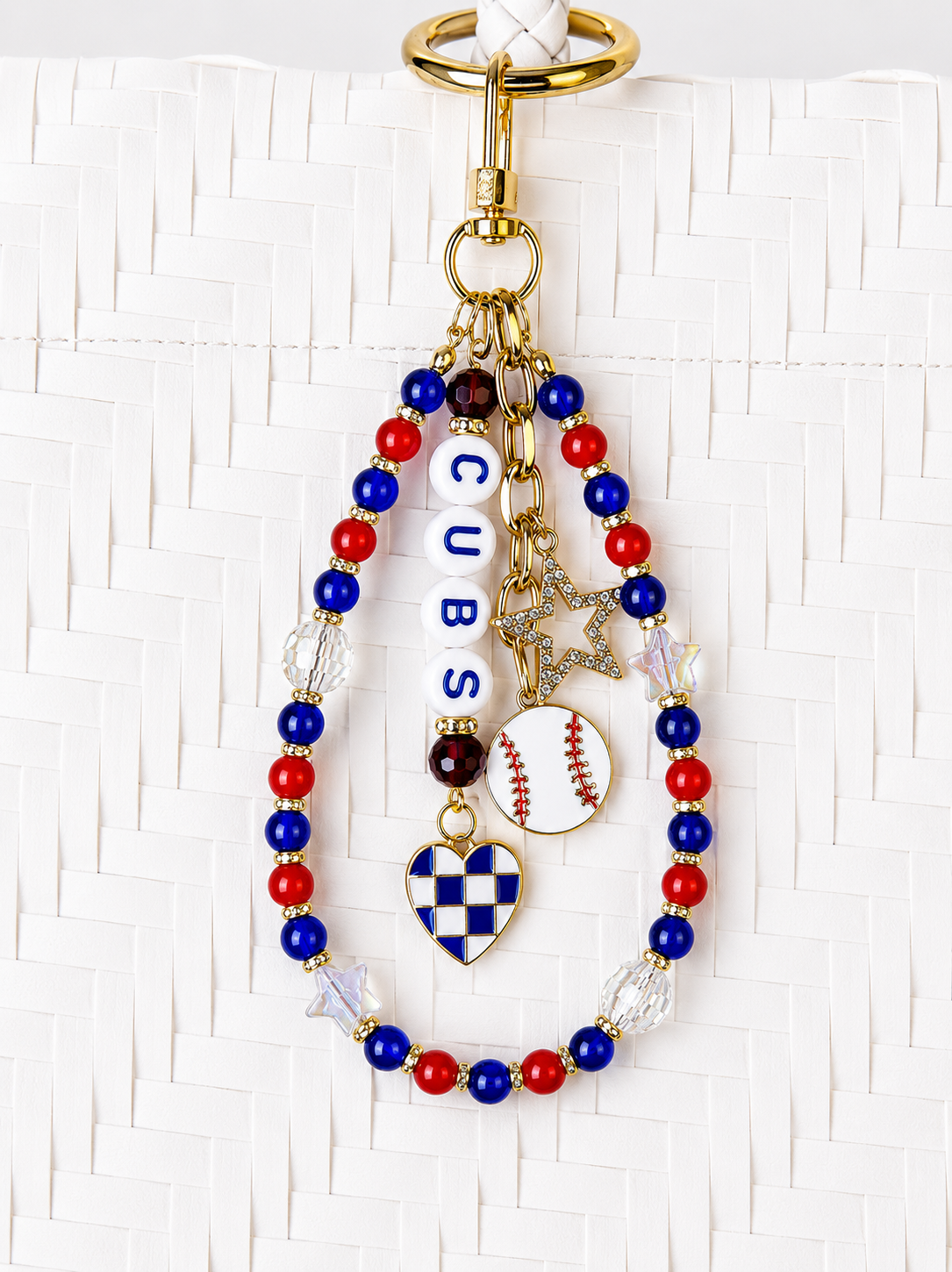 Cubs Bag Charm | Baseball Keychain Zipper Pull | Baseball Fan Gift | Choose Your Team & Size | Handmade Sports Accessory