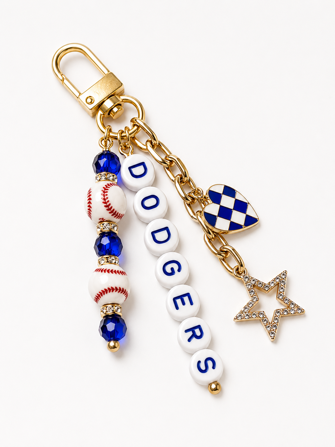 Dodgers Bag Charm | Baseball Keychain Zipper Pull | Baseball Fan Gift | Choose Your Team & Size | Handmade Sports Accessory