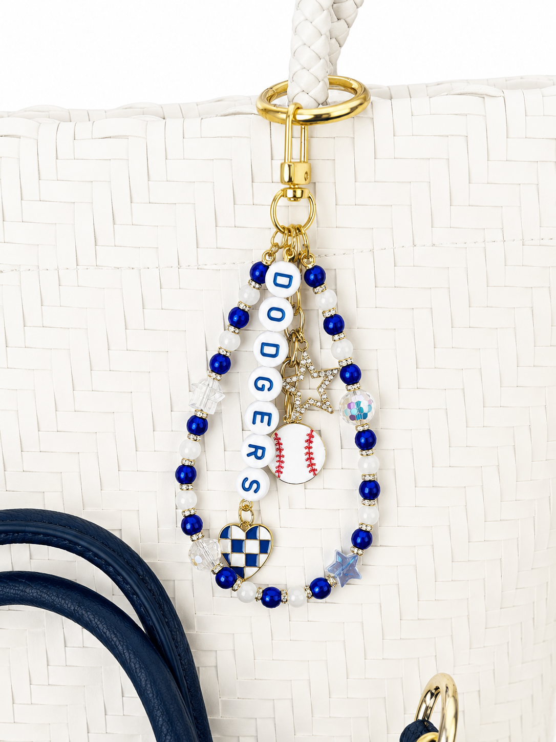 Dodgers Bag Charm | Baseball Keychain Zipper Pull | Baseball Fan Gift | Choose Your Team & Size | Handmade Sports Accessory