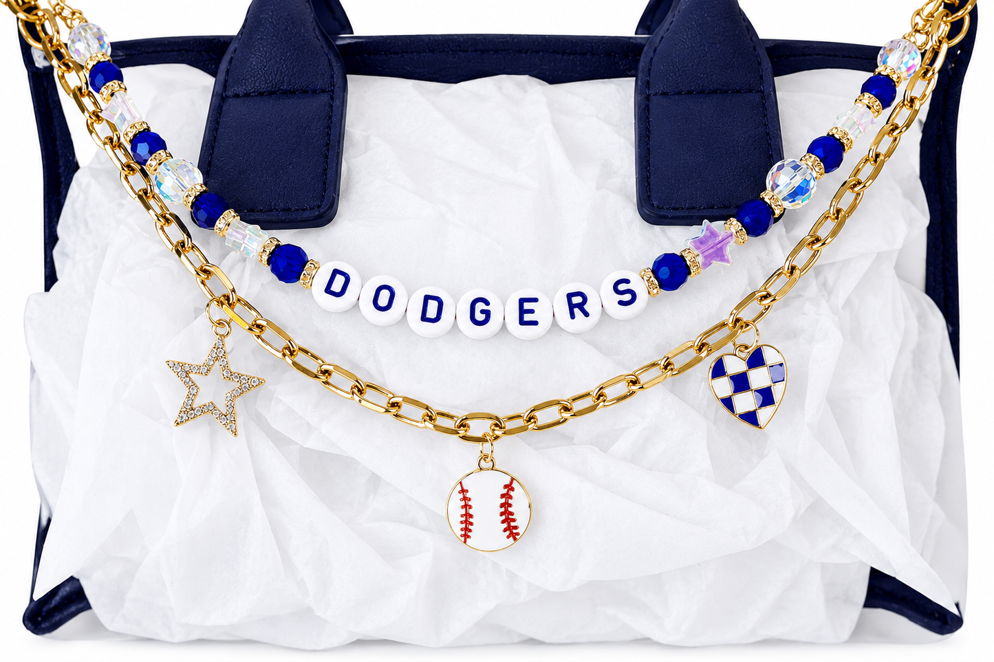 Dodgers Bag Charm | Baseball Keychain Zipper Pull | Baseball Fan Gift | Choose Your Team & Size | Handmade Sports Accessory