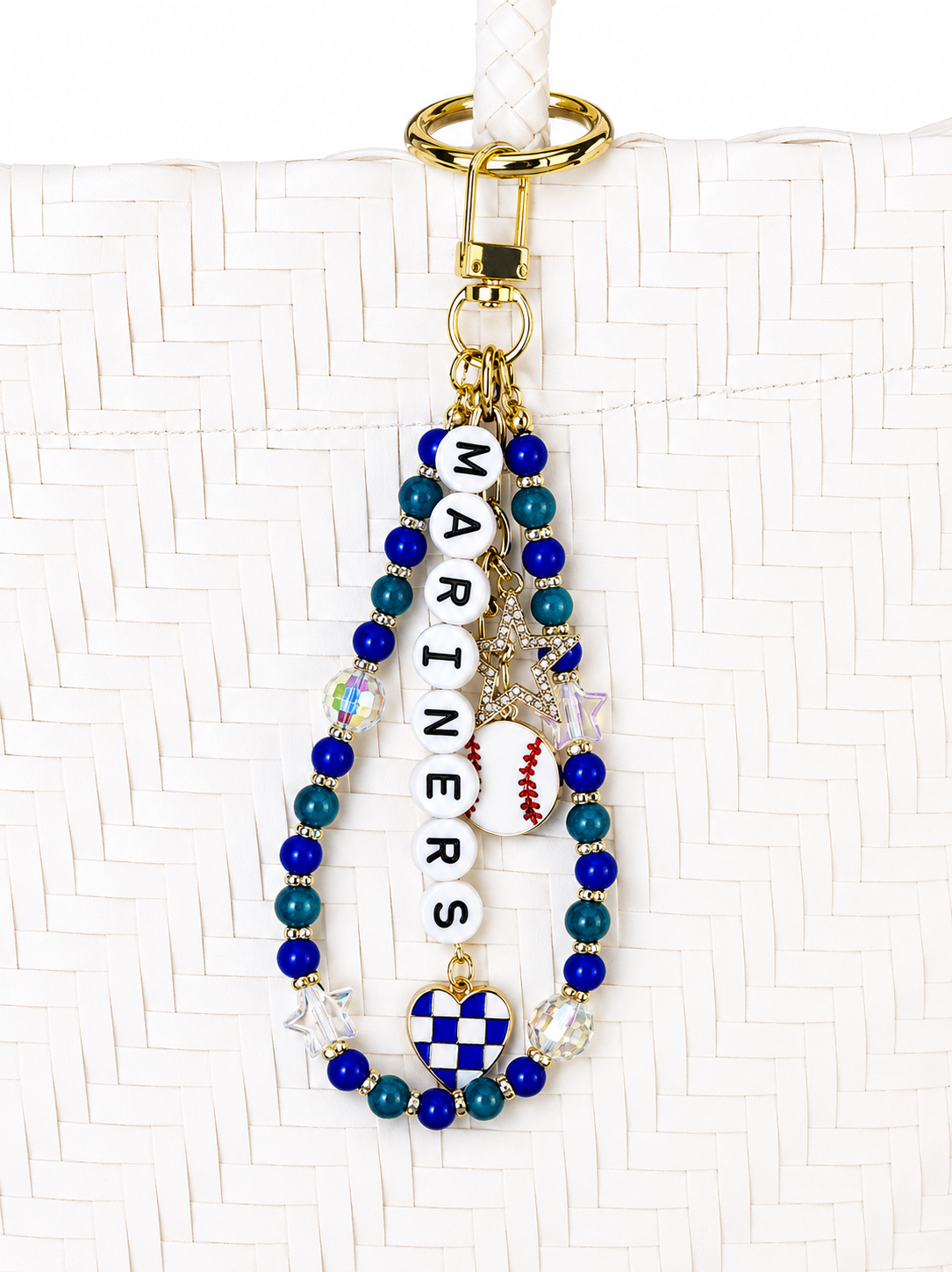 Mariners Bag Charm | Baseball Keychain Zipper Pull | Baseball Fan Gift | Choose Your Team & Size | Handmade Sports Accessory