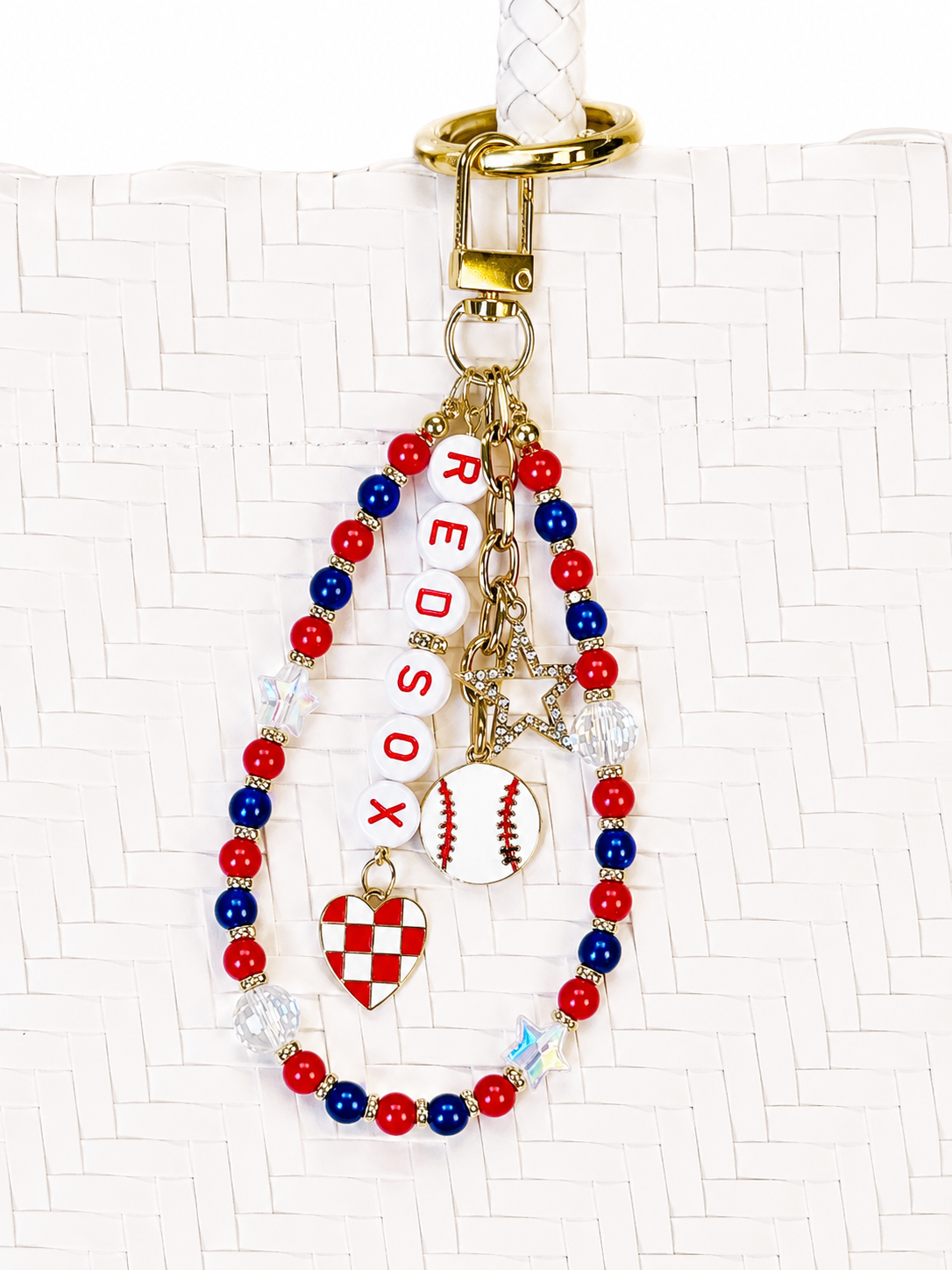 Red Sox Bag Charm | Baseball Keychain Zipper Pull | Baseball Fan Gift | Choose Your Team & Size | Handmade Sports Accessory