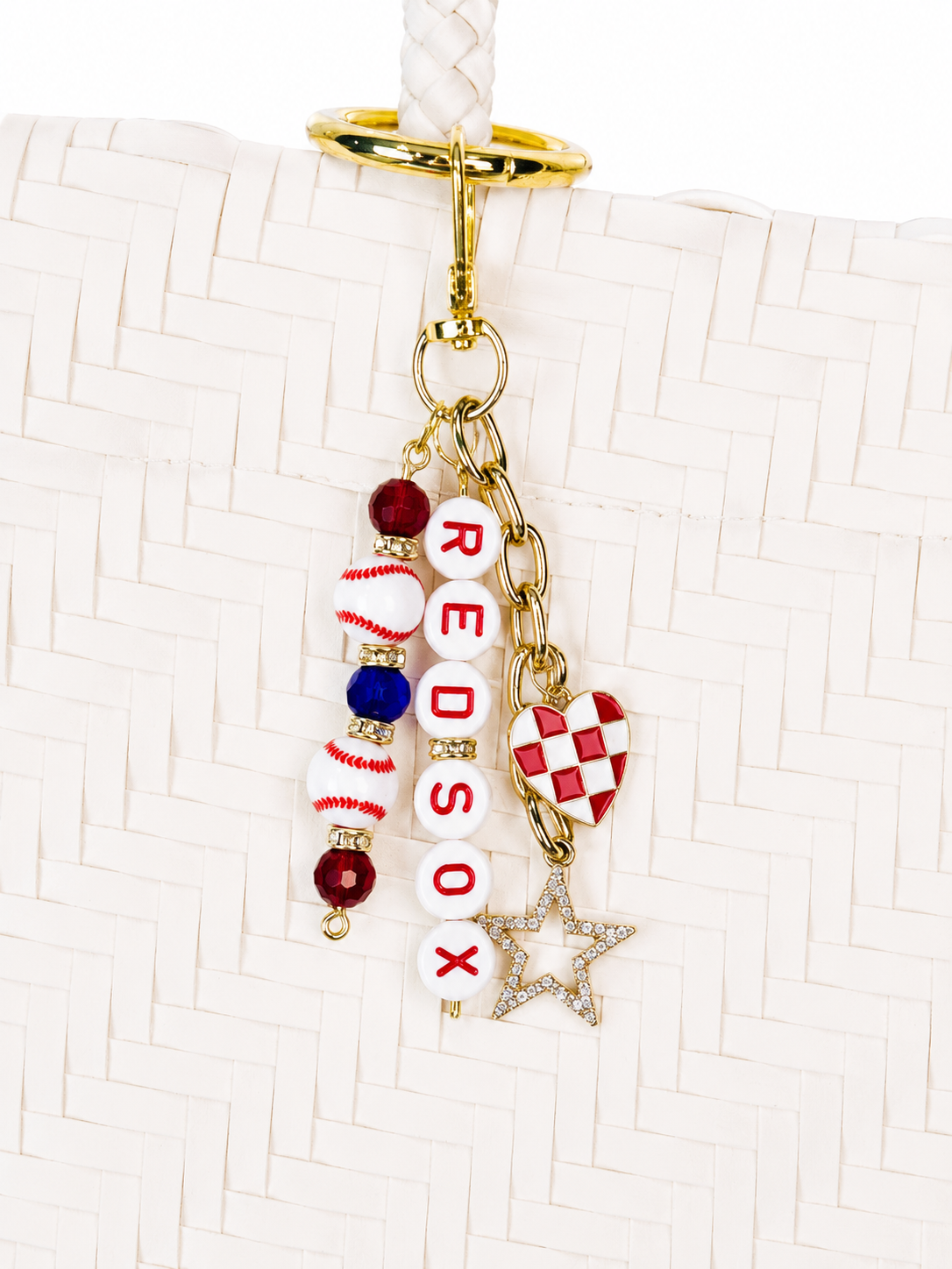 Red Sox Bag Charm | Baseball Keychain Zipper Pull | Baseball Fan Gift | Choose Your Team & Size | Handmade Sports Accessory