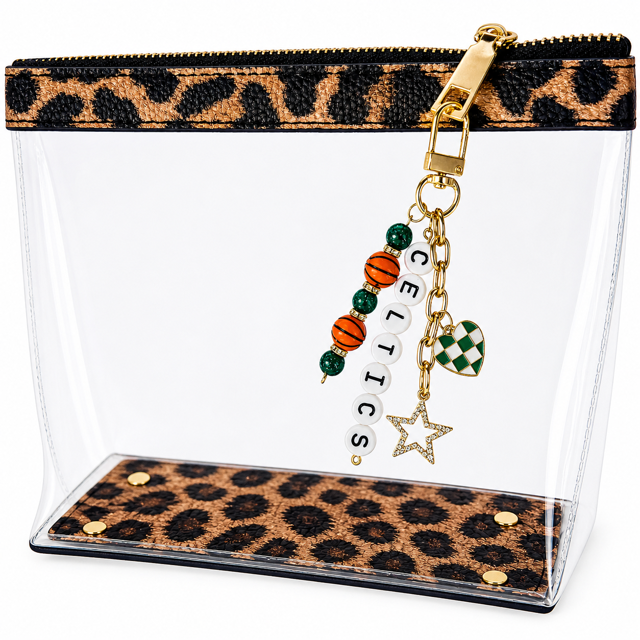 Sixers Basketball Keychain – Gold, Red & Blue Beaded Keychain with Star and Heart Charms
