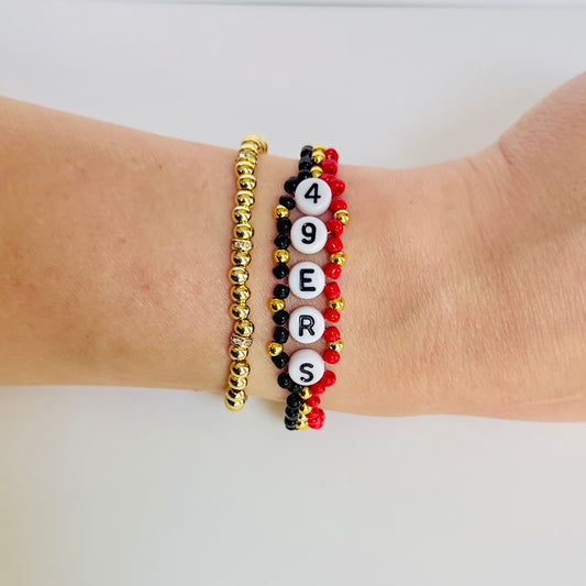 49ers Football Woven, Beaded Bracelet, Seed Bead Jewelry, Handmade Game Day Gift