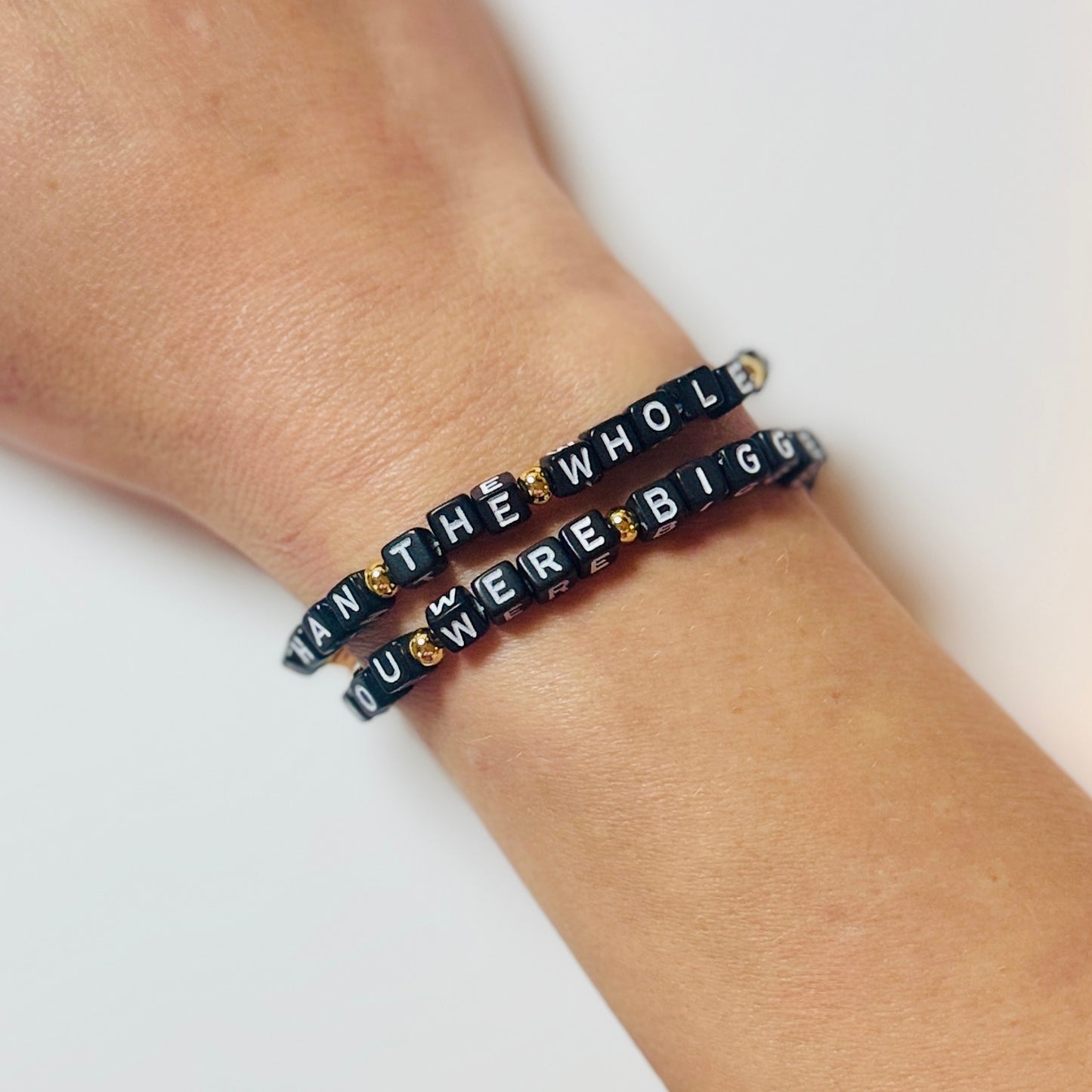 Bigger Than the Whole Sky Bracelet: Black Beaded Bracelet with Gold or Silver