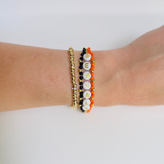 Bengals Football Woven, Beaded Bracelet, Seed Bead Jewelry, Handmade Game Day Gift