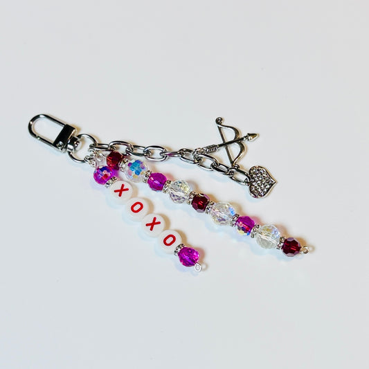 XOXO Bag Charm: Pink, Red and Silver Valentine's Day Keychain
