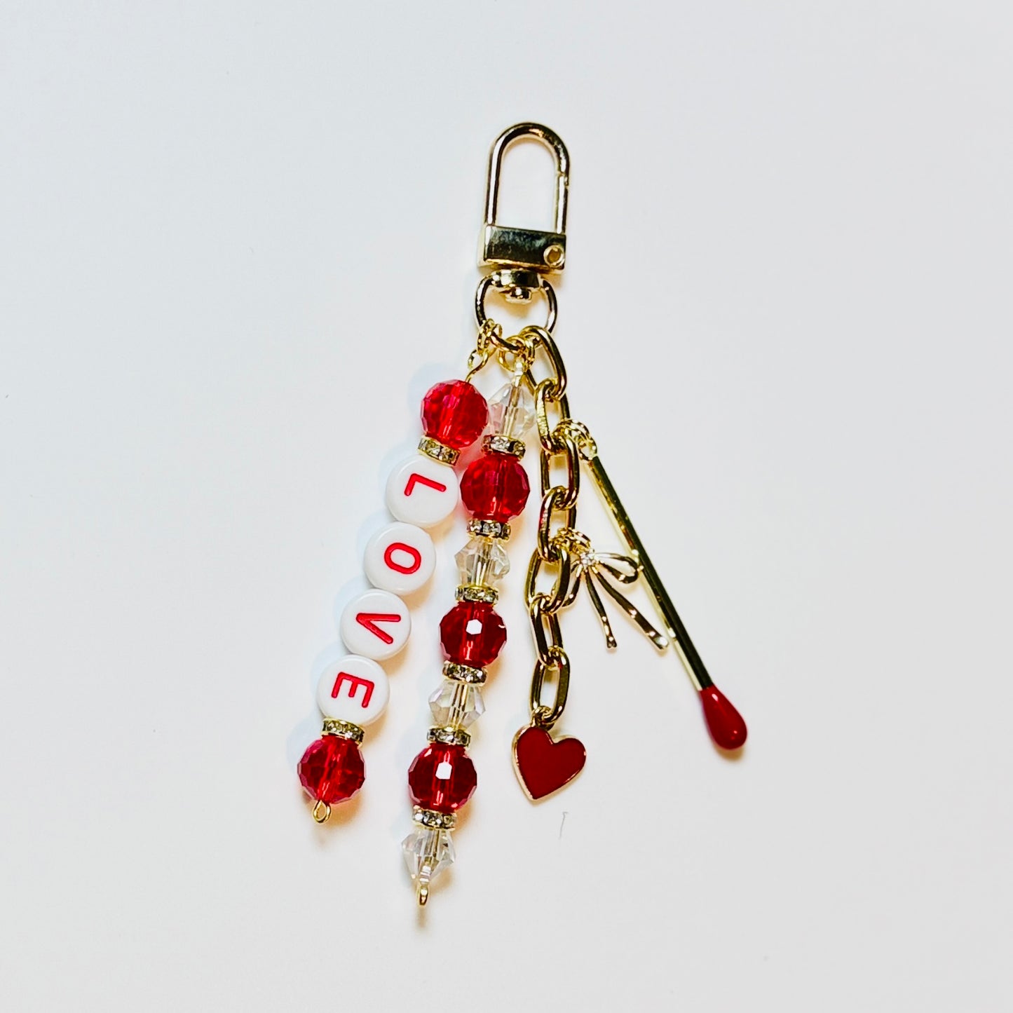 LOVE Bag Charm: Red and Gold Valentine Keychain