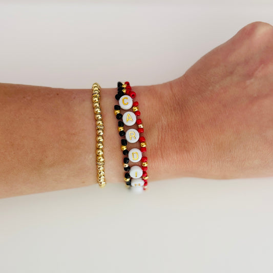 Cardinals Woven, Beaded Bracelet, Seed Bead Jewelry, Handmade Game Day Gift