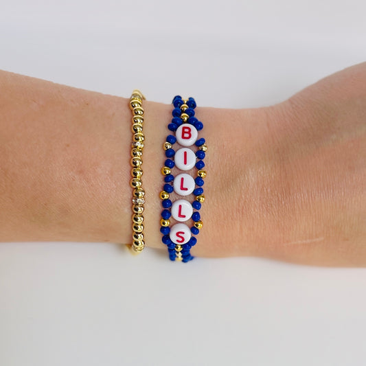 Bills Football Woven, Beaded Bracelet, Seed Bead Jewelry, Handmade Game Day Gift