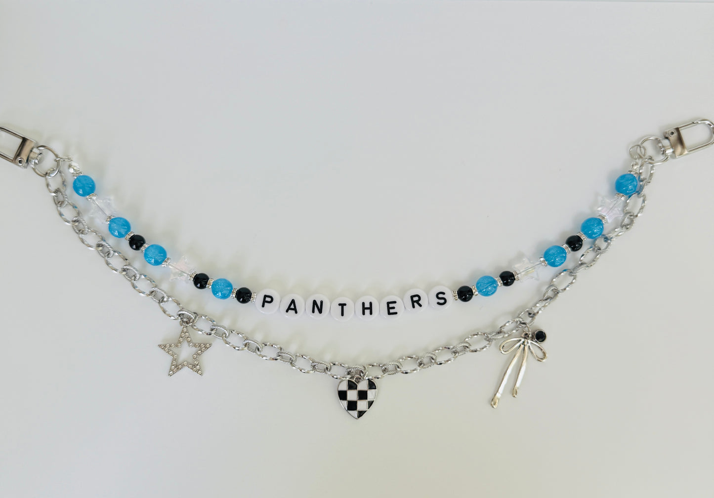 Panthers Beaded Bag Charm or Chain: Teal & Black Game Day Accessory
