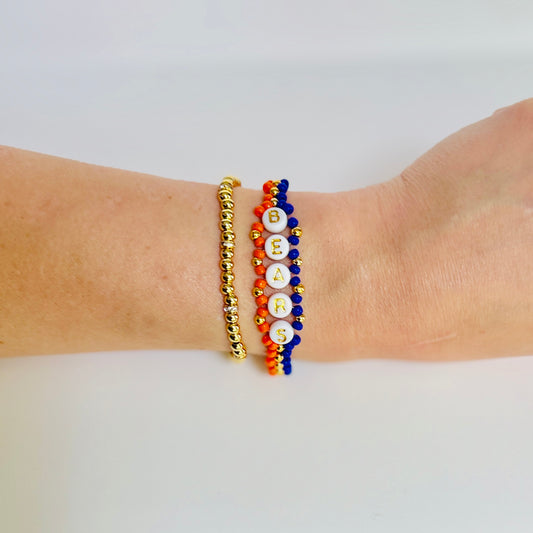 Bears Football Woven, Beaded Bracelet, Seed Bead Jewelry, Handmade Game Day Gift