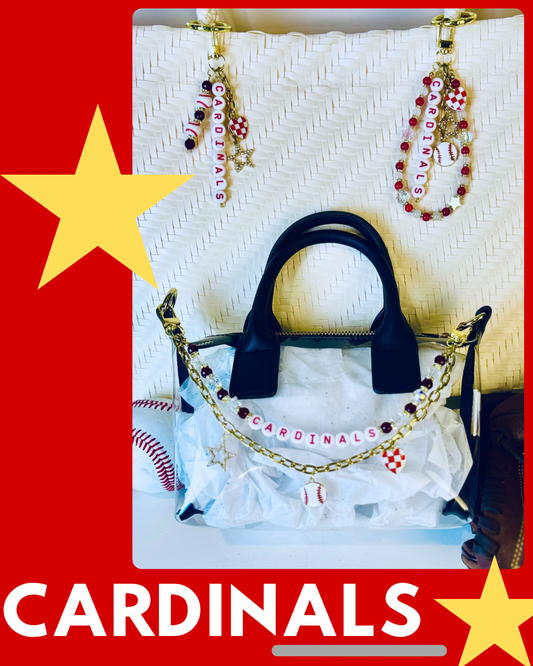 Cardinals Bag Charm | Baseball Keychain Zipper Pull | Baseball Fan Gift | Choose Your Team & Size | Handmade Sports Accessory