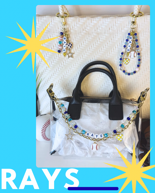 Rays Bag Charm | Baseball Keychain Zipper Pull | Baseball Fan Gift | Choose Your Team & Size | Handmade Sports Accessory