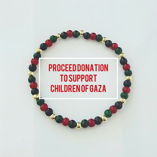 Gaza Children Support Bracelet with Proceed Donation, Red, Black and Green Bracelet with Gold Accents, Humanitarian Jewelry, Activist