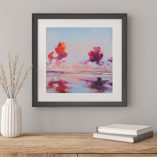 Beach Reflection Original Oil Painting or Giclée Print: Ocean & Cloud Art by J. Nunn