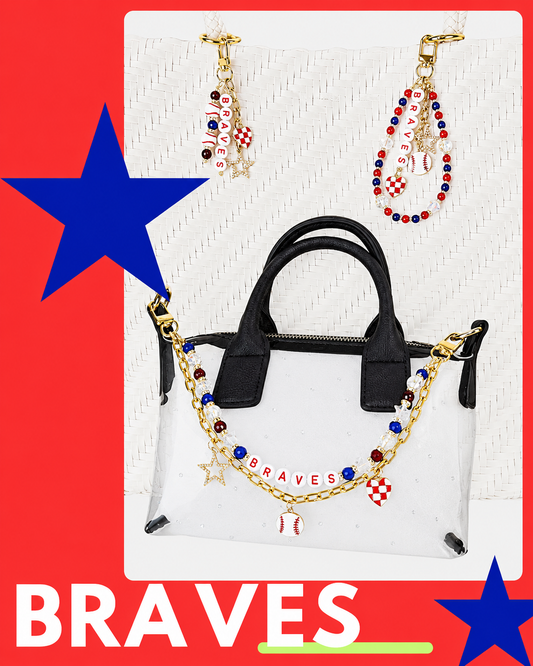 Braves Bag Charm | Baseball Keychain Zipper Pull | Baseball Fan Gift | Choose Your Team & Size | Handmade Sports Accessory