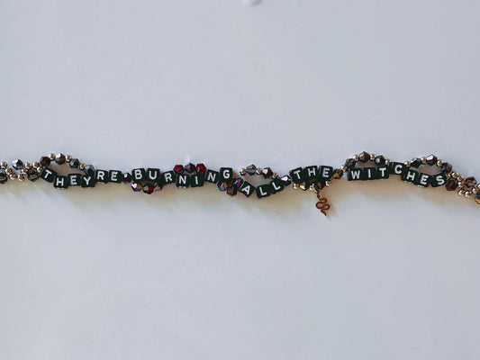 They’re Burning All the Witches Bracelet – Double Layer Beaded Bracelet, Feminist Statement Jewelry, Handmade Gift