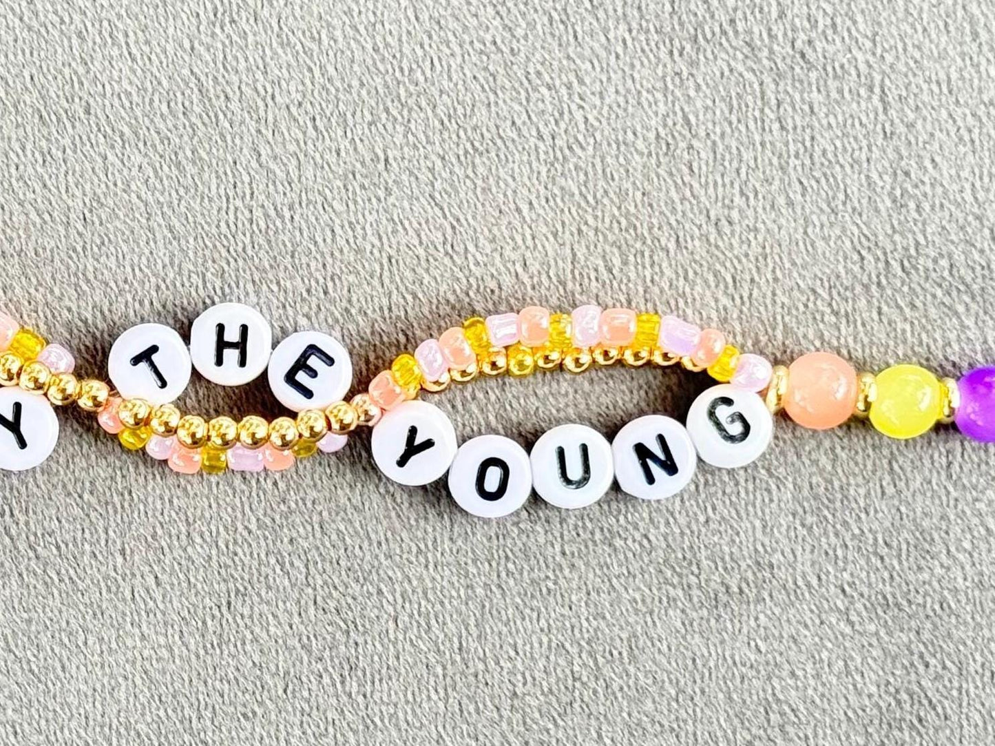 Only the Young Friendship Bracelet – Inspirational Beaded Stretch Bracelet, Handmade Lyric-Inspired Jewelry Gift
