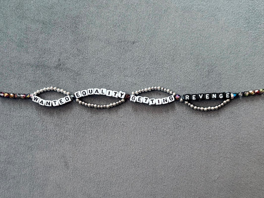 Wanted Equality, Getting Revenge Bracelet – Double Layer Feminist Beaded Bracelet, Bold Handmade Statement Jewelry
