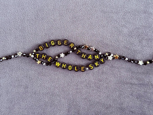 Bigger Than the Whole Sky Bracelet – Triple Layer Beaded Friendship Bracelet, Black & Gold Gift, Sentimental Jewelry
