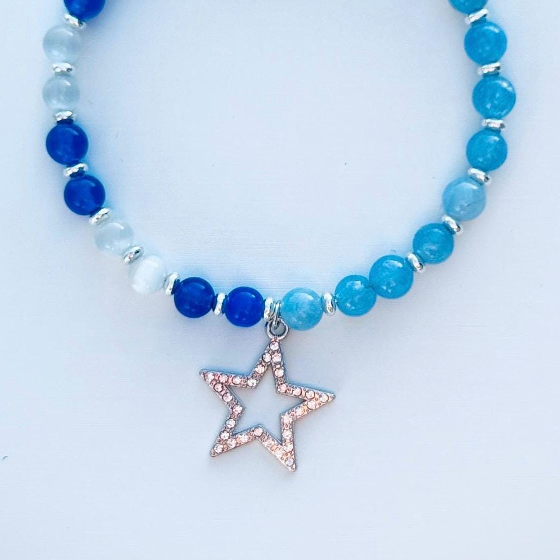 Blue Zone Relaxation and Healing Bracelet with Star Charm