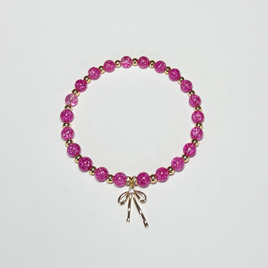 Fuchsia Crackle Quartz Energy Healing Bracelet