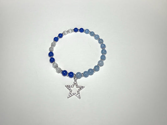 Blue Zone Relaxation and Healing Bracelet with Star Charm