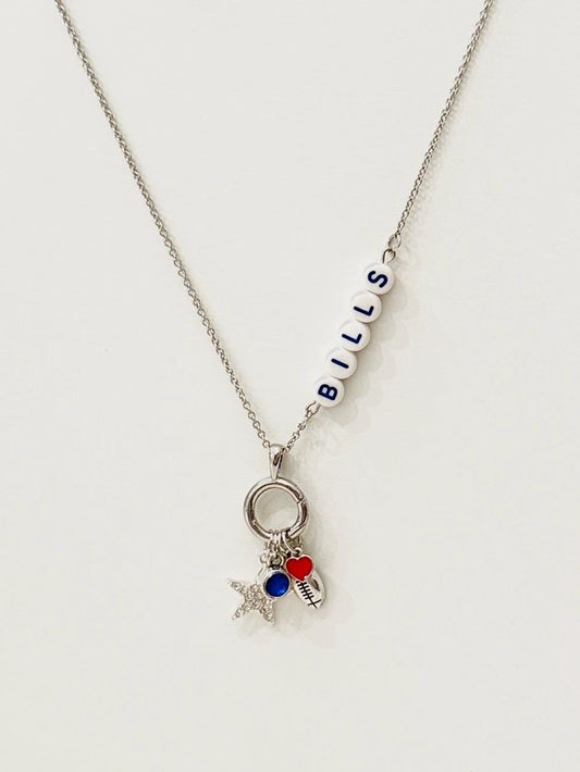 Buffalo Football Charm Necklace – Customizable Game Day Jewelry, Handmade Football Necklace, Personalized Fan Gift