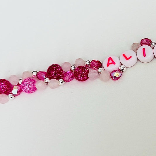 Aligned AF Rose Quartz & Fuchsia Beaded Bracelet