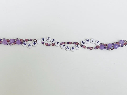 Manifest That Shit – Double-Layer Amethyst & Silver Crystal Bracelet
