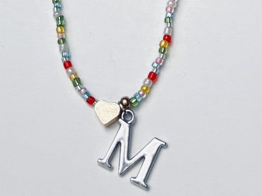 Beaded Initial Charm Necklace