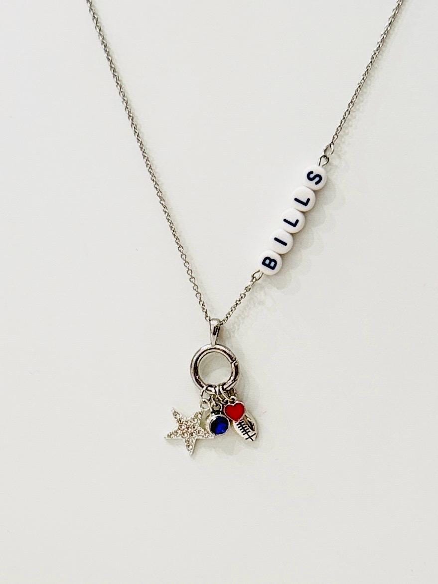 Buffalo Football Charm Necklace – Customizable Game Day Jewelry, Handmade Football Necklace, Personalized Fan Gift