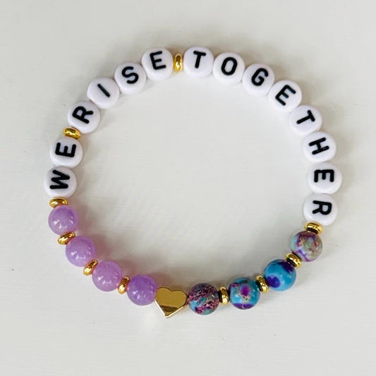 We Rise Together Bracelet – Amethyst, Purple Jasper, and Gold Beaded Bracelet, Dreaming Women Council, 4AM Club, Spiritual Healing Jewelry