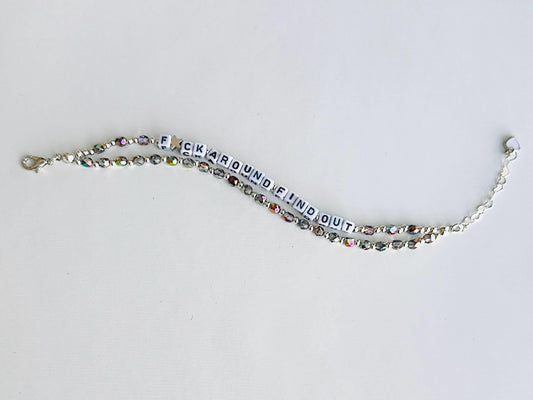F*ck Around & Find Out Bracelet – Double Layer Non-Stretch Beaded Bracelet, Bold Statement Jewelry, Handmade Power Piece