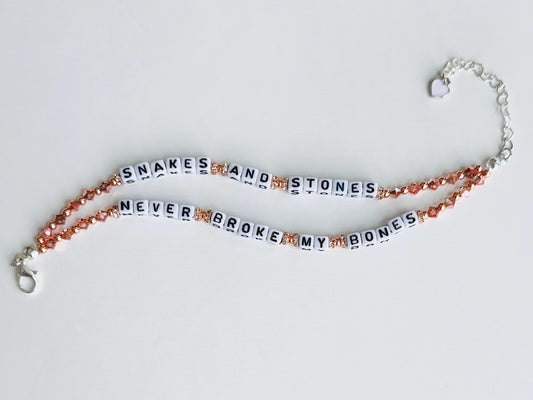 Snakes And Stones Double Layer Affirmation Bracelet, Gift for Her, Healing Era Jewelry