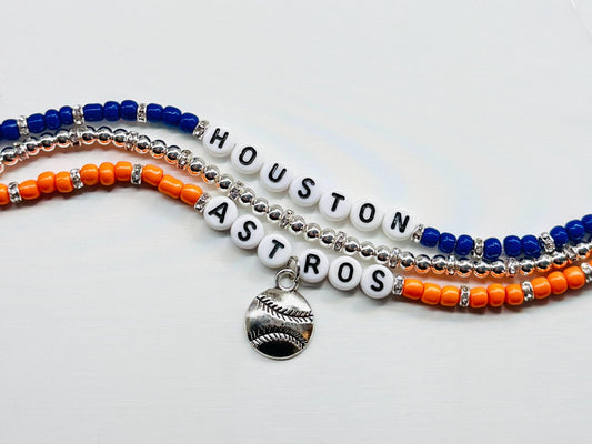 Houston Baseball Charm Bracelet Stack
