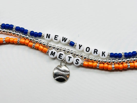 Mets Baseball Charm Bracelet Stack