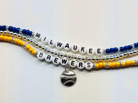 Milwaukee Baseball Charm Bracelet Stack