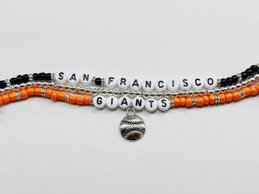 San Francisco Baseball Charm Bracelet Stack