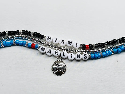 Miami Baseball Charm Bracelet Stack