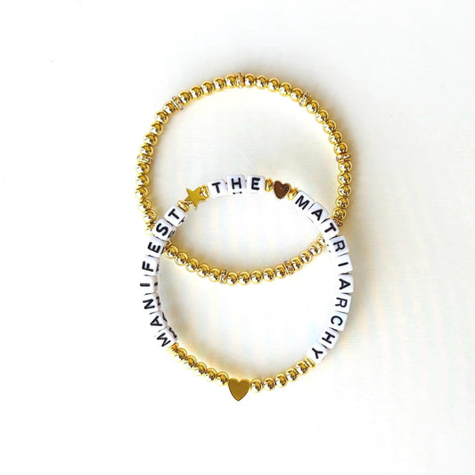 Manifest the Matriarchy Bracelet – Gold Beaded Stack for Intuition & Positive Energy, Handmade Feminine Power Jewelry