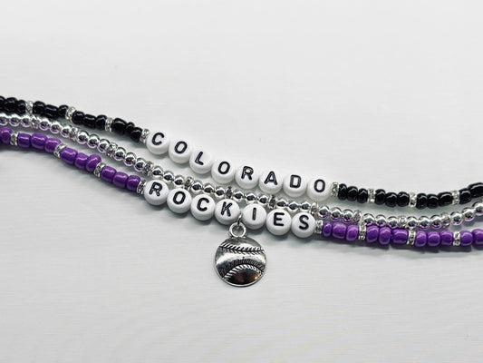 Colorado Baseball Charm Bracelet Stack