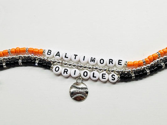 Baltimore Baseball Charm Bracelet Stack